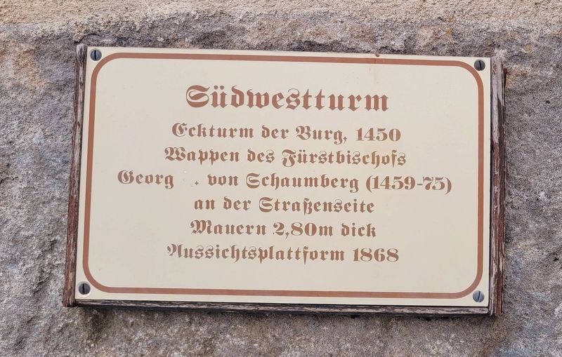 Südwestturm / Southwest Tower Marker. Click for full size. Südwestturm / Southwest Tower Marker image. Click for full size.