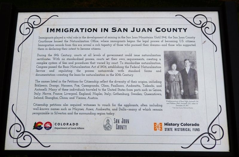Immigration in San Juan County Marker. Click for full size. Immigration in San Juan County Marker image. Click for full size.