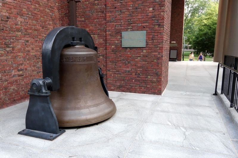 Original Memorial Church Bell and Marker image. Click for full size.