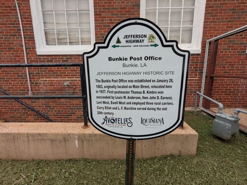 Bunkie Post Office Marker. Click for full size. Bunkie Post Office Marker image. Click for full size.