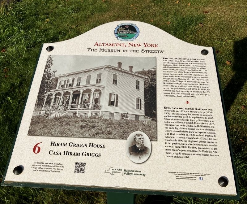 Hiram Griggs House Marker. Click for full size. Hiram Griggs House Marker image. Click for full size.
