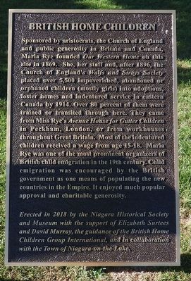 Plaque - British Home Children. Click for full size. Plaque - British Home Children image. Click for full size.