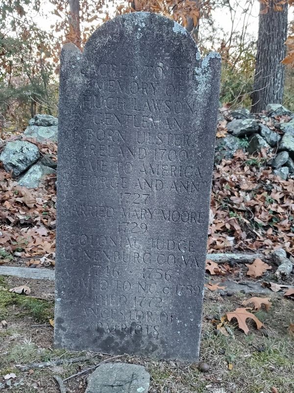 Gravesite of Hugh Lawson, one of the early pioneers mentioned in Early History Marker image. Click for full size.