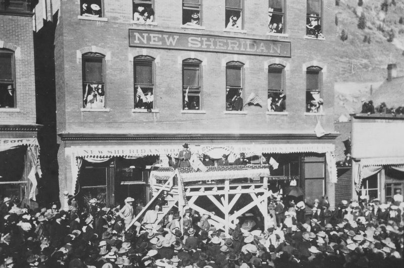 Marker detail: William Jennings Bryan making his Cross of Gold speech. Click for full size. Marker detail: William Jennings Bryan making his Cross of Gold speech image. Click for full size.