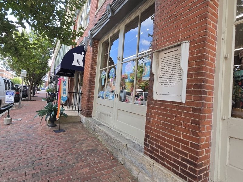 Crume Drug Store Marker on the storefront, right of the main entrance. Click for full size. Crume Drug Store Marker on the storefront, right of the main entrance image. Click for full size.