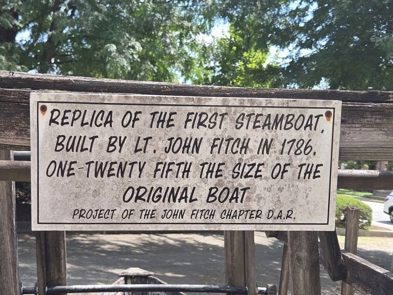 Replica of the First Steamboat Marker image. Click for full size.