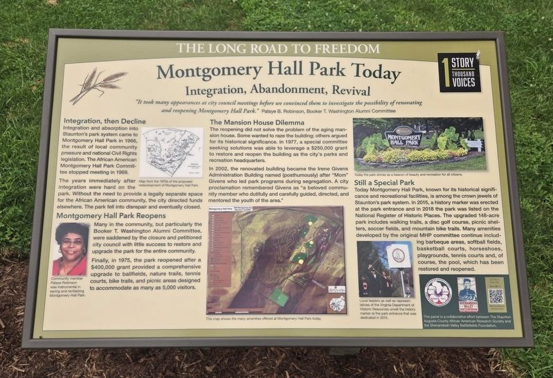 Montgomery Hall Park Today Marker. Click for full size. Montgomery Hall Park Today Marker image. Click for full size.