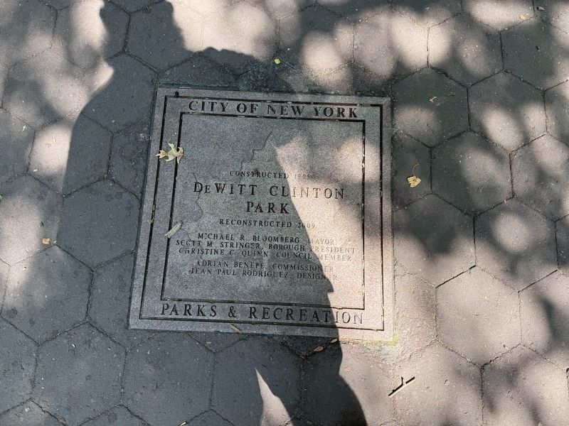 Rededication plaque for DeWitt Clinton Park image. Click for full size.