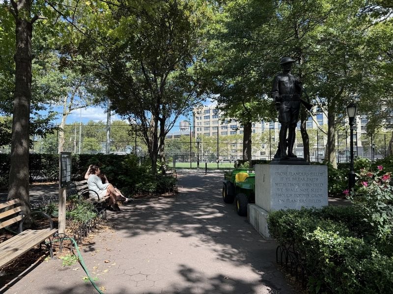 Clinton War Memorial (right) and marker (left). Click for full size. Clinton War Memorial (right) and marker (left) image. Click for full size.