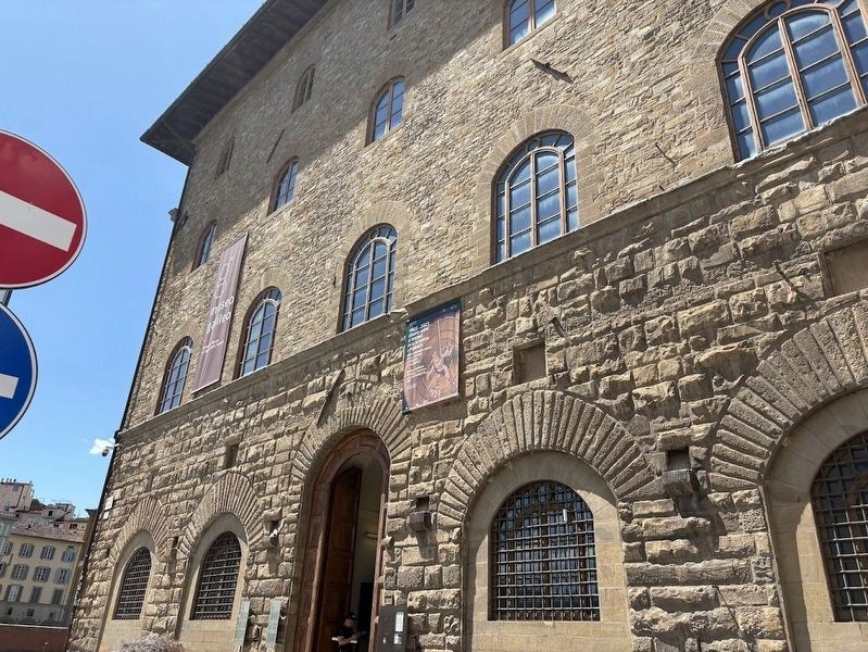 Meridiana Monumentale / Monumental Sundial Marker in front of the museum image. Click for full size.