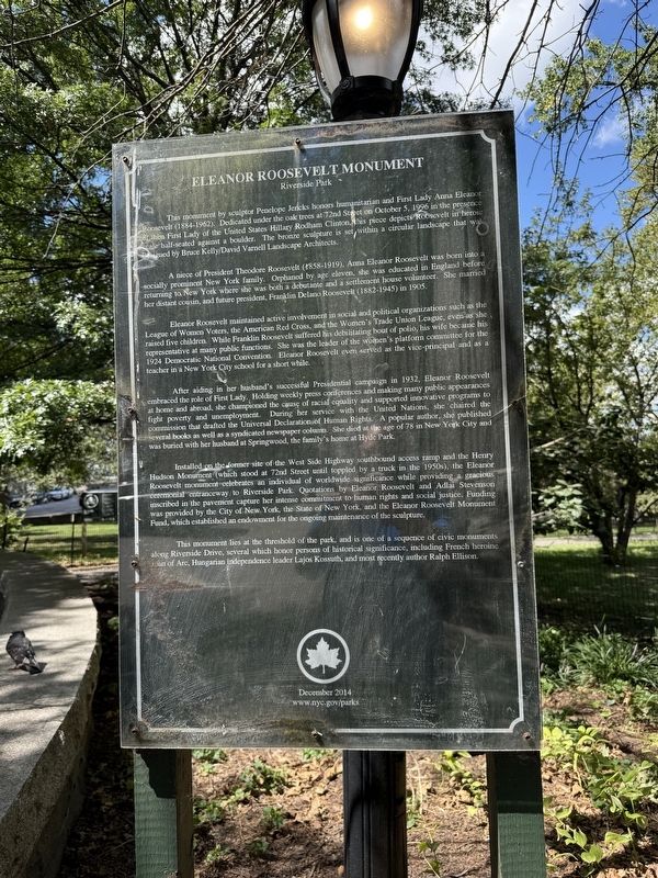 Eleanor Roosevelt Monument Marker image. Click for full size.