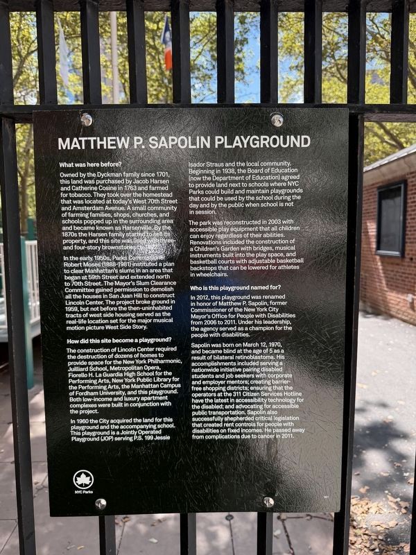 Matthew P. Sapolin Playground Marker image. Click for full size.