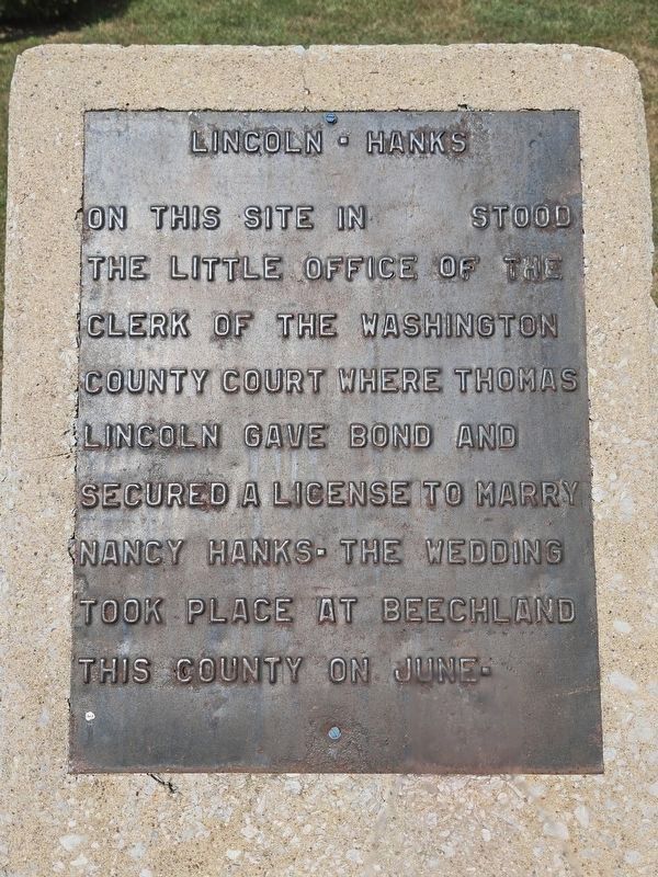 Closeup of Lincoln - Hanks Marker. Click for full size. Closeup of Lincoln - Hanks Marker image. Click for full size.