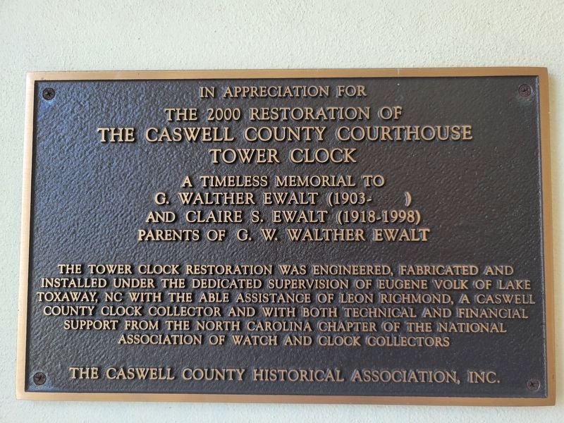 Caswell Courthouse Restoration Plaque. Click for full size. Caswell Courthouse Restoration Plaque image. Click for full size.