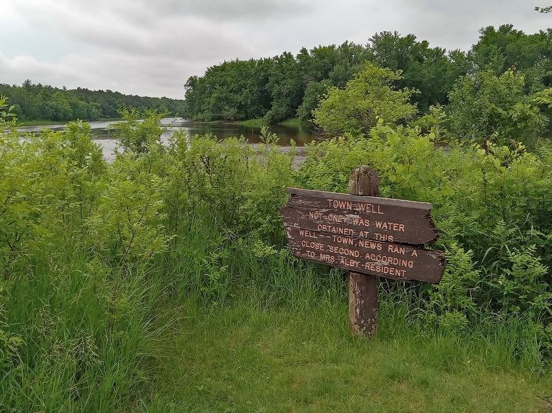 Town Well Marker facing the Mississippi River in the Old Crow Wing townsite image. Click for full size.