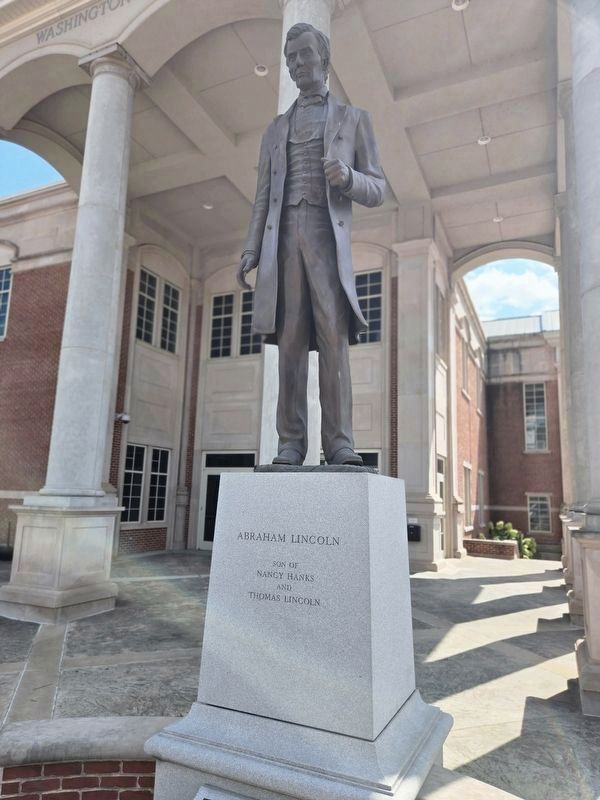 Abraham Lincoln statue. The Legacy Began marker at the bottom out of photo range. Click for full size. Abraham Lincoln statue. The Legacy Began marker at the bottom out of photo range image. Click for full size.