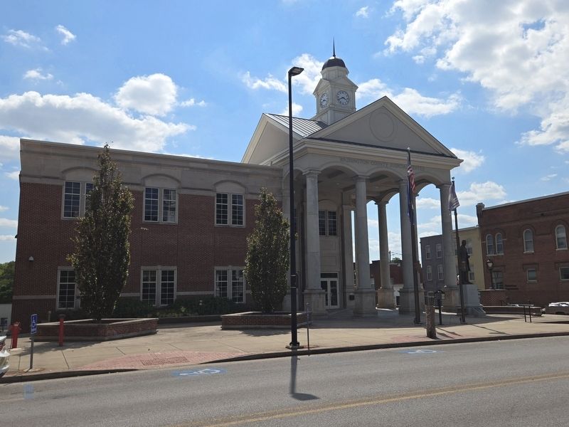 Washington County Courthouse. Subject marker at far right near Statue. Click for full size. Washington County Courthouse. Subject marker at far right near Statue image. Click for full size.