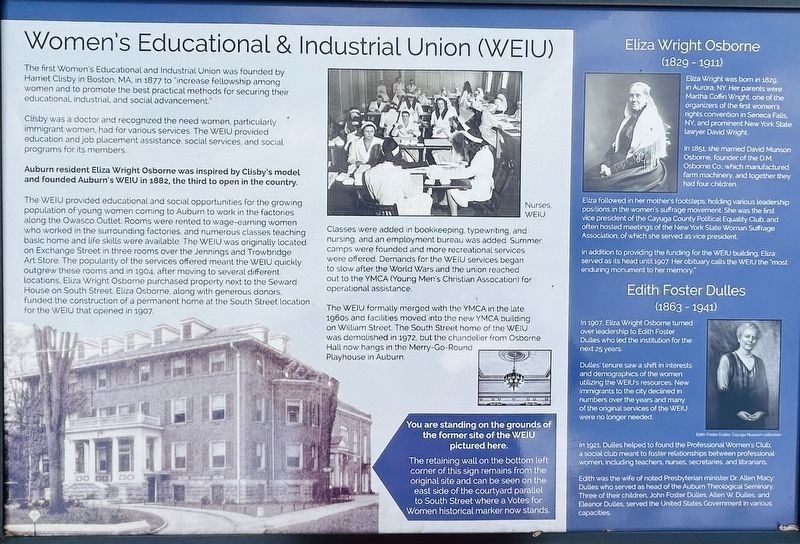 Women�s Educational & Industrial Union (WEIU) Marker image. Click for full size.