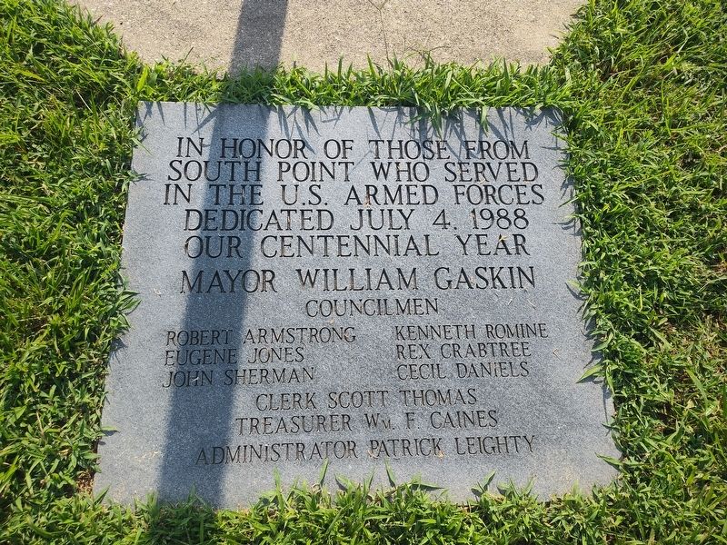 South Point Veterans Memorial Marker image. Click for full size.