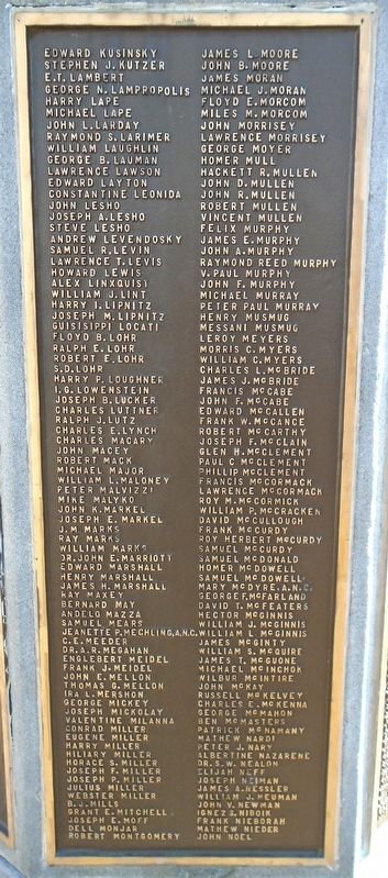 World War Memorial Panel 4. Click for full size. World War Memorial Panel 4 image. Click for full size.