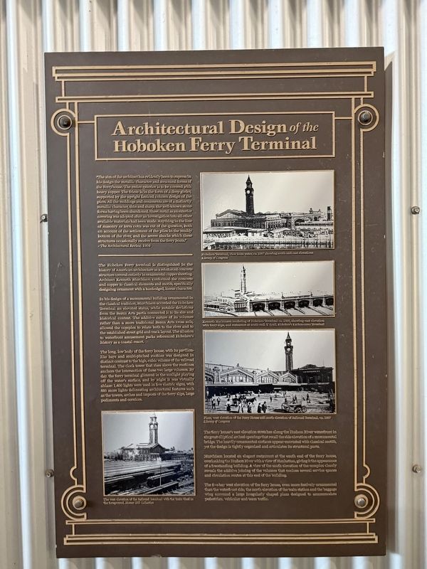 Architectural Design of the Hoboken Ferry Terminal Marker. Click for full size. Architectural Design of the Hoboken Ferry Terminal Marker image. Click for full size.
