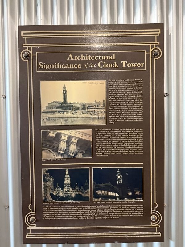 Architectural Significance of the Clock Tower Marker. Click for full size. Architectural Significance of the Clock Tower Marker image. Click for full size.
