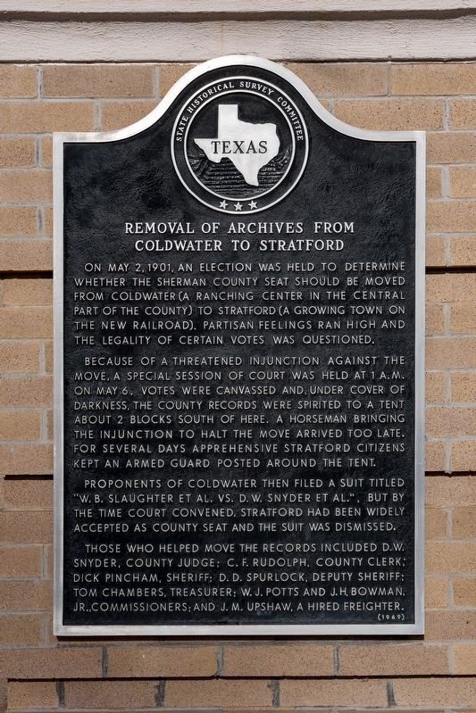 Removal of Archives From Coldwater to Stratford Marker. Click for full size. Removal of Archives From Coldwater to Stratford Marker image. Click for full size.