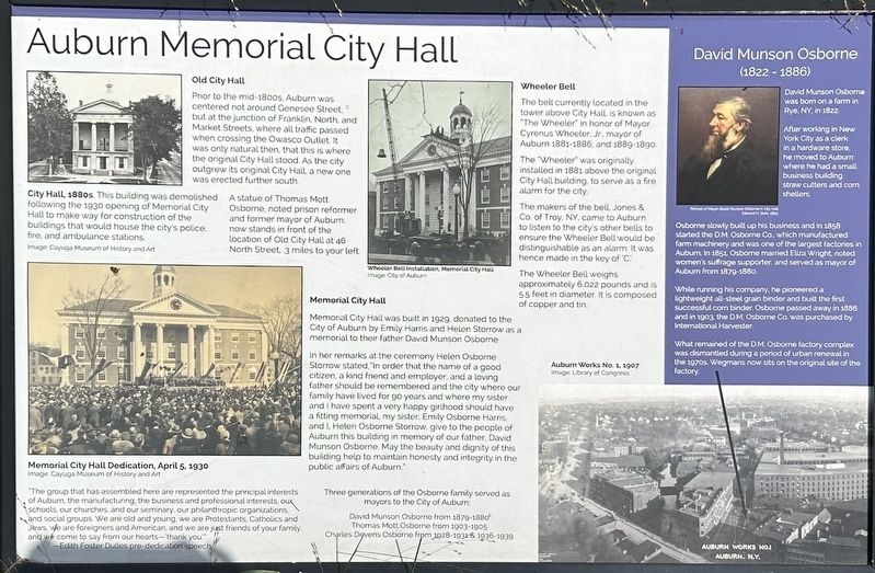 Auburn Memorial City Hall Marker image. Click for full size.