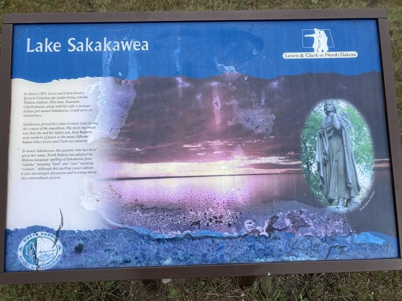 Lake Sakakawea Marker. Click for full size. Lake Sakakawea Marker image. Click for full size.
