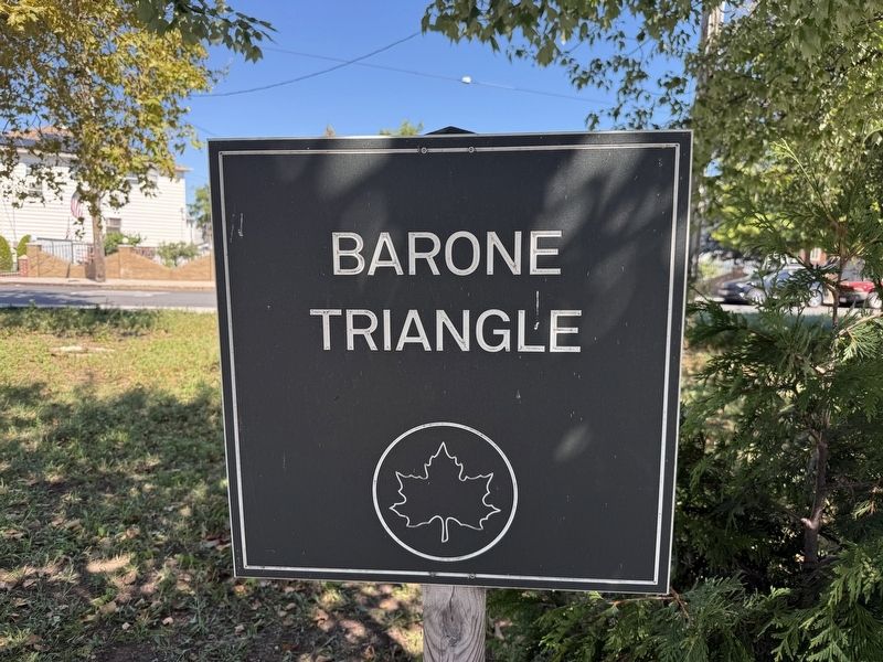 NYC Parks signage for Barone Triangle. Click for full size. NYC Parks signage for Barone Triangle image. Click for full size.