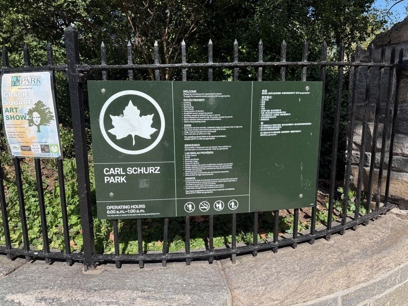 NYC Parks signage for Carl Schurz Park image. Click for full size.