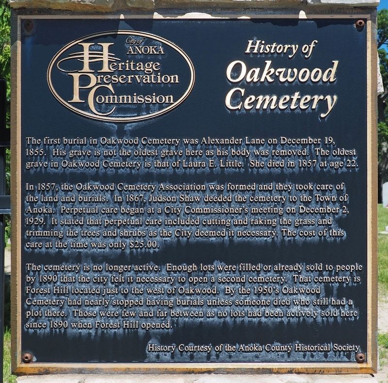 History of Oakwood Cemetery Marker image. Click for full size.