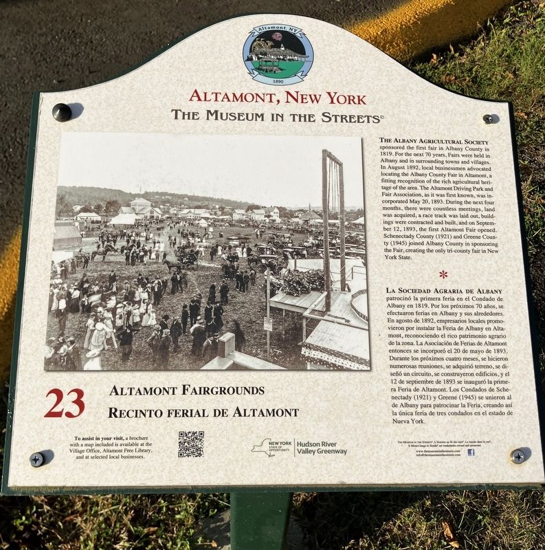 Altamont Fairgrounds / Recinto Ferial de Altamont Marker. Click for full size. Altamont Fairgrounds / Recinto Ferial de Altamont Marker image. Click for full size.