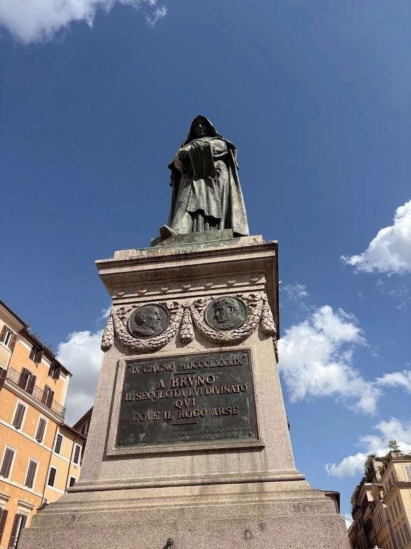 Giordano Bruno statue in Campo de' Fiori. Click for full size. Giordano Bruno statue in Campo de' Fiori image. Click for full size.