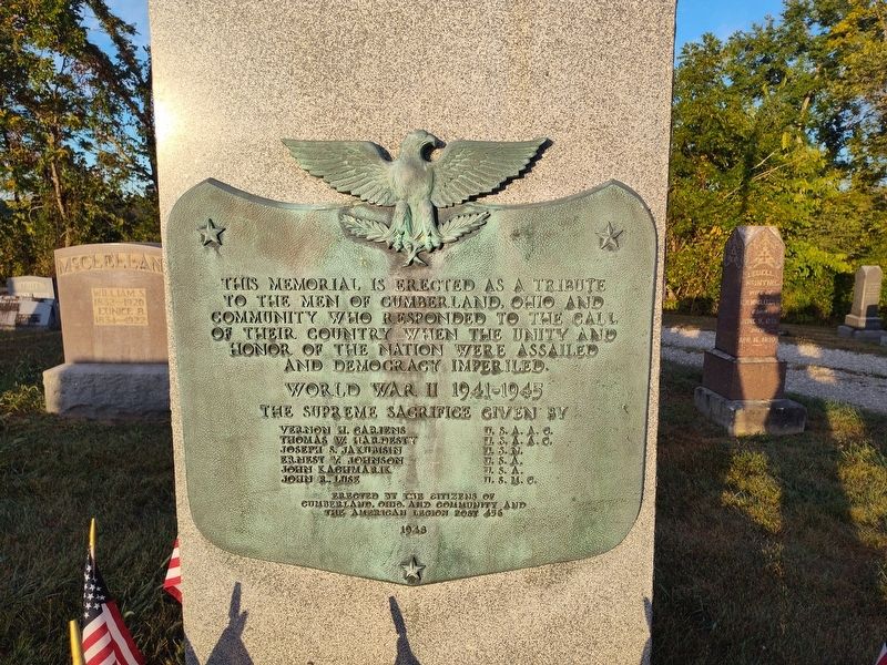 Cumberland Veterans Memorial Marker image. Click for full size.