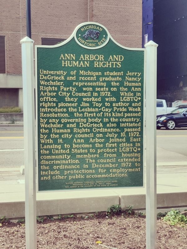 Ann Arbor and Human Rights side of marker. Click for full size. Ann Arbor and Human Rights side of marker image. Click for full size.