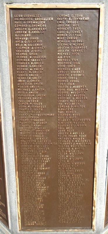 World War Memorial Panel 6. Click for full size. World War Memorial Panel 6 image. Click for full size.