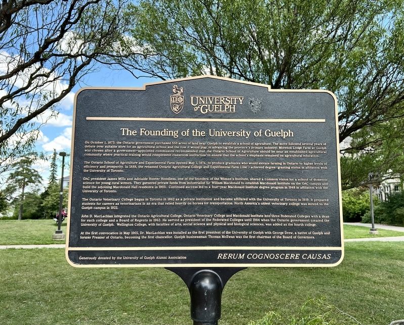 The Founding of the University of Guelph Marker. Click for full size. The Founding of the University of Guelph Marker image. Click for full size.