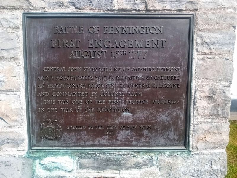 Battle of Bennington First Engagement Marker image. Click for full size.