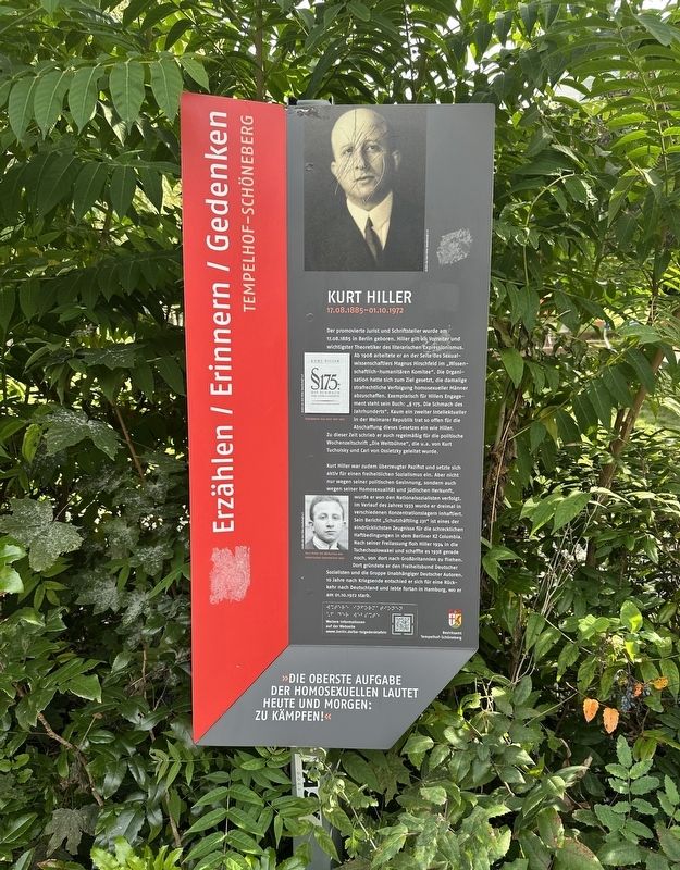 Kurt Hiller Marker. Click for full size. Kurt Hiller Marker image. Click for full size.