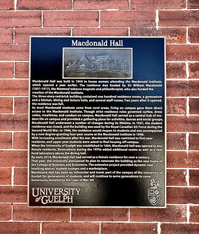 Macdonald Hall Marker. Click for full size. Macdonald Hall Marker image. Click for full size.
