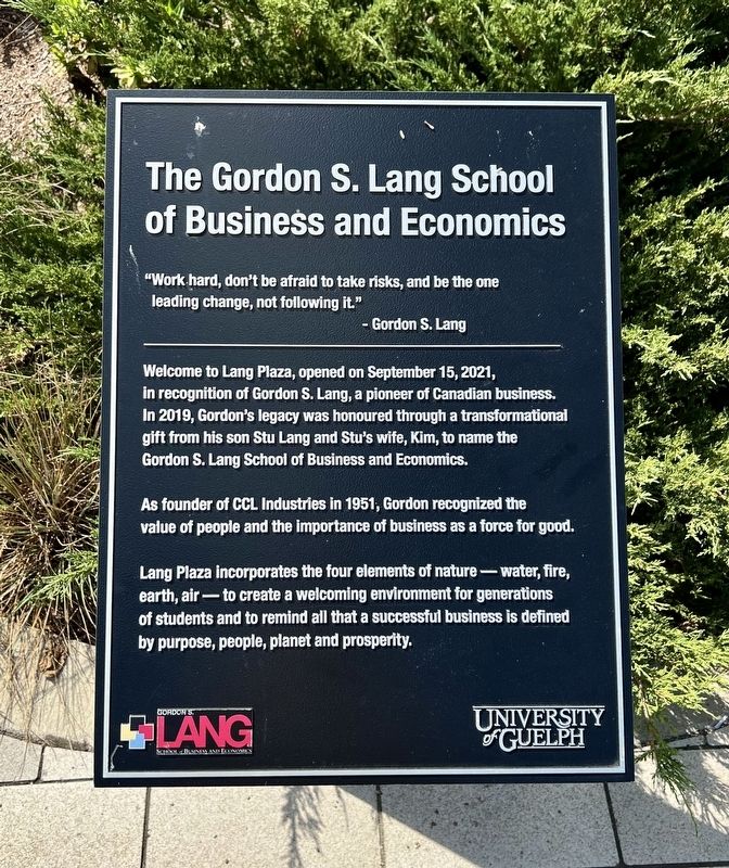 The Gordon S. Lang School of Business and Economics Marker. Click for full size. The Gordon S. Lang School of Business and Economics Marker image. Click for full size.