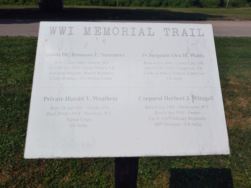 WWI Memorial Trail Marker. Click for full size. WWI Memorial Trail Marker image. Click for full size.