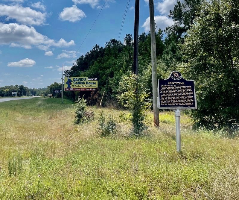 Montezuma Marker looking south on US-29 (River Falls Street).. Click for full size. Montezuma Marker looking south on US-29 (River Falls Street). image. Click for full size.