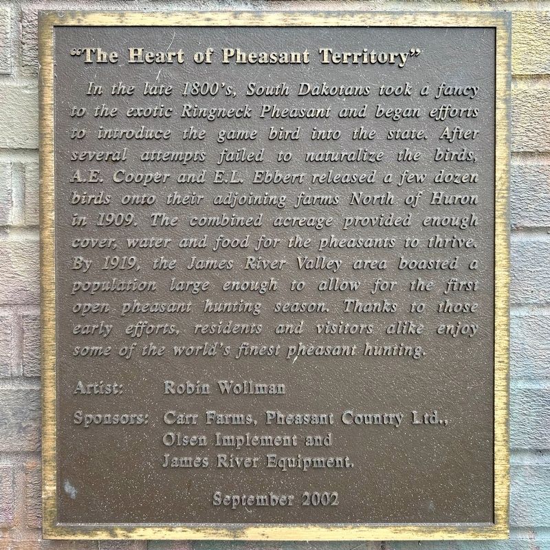 "The Heart of Pheasant Territory" Marker image. Click for full size.