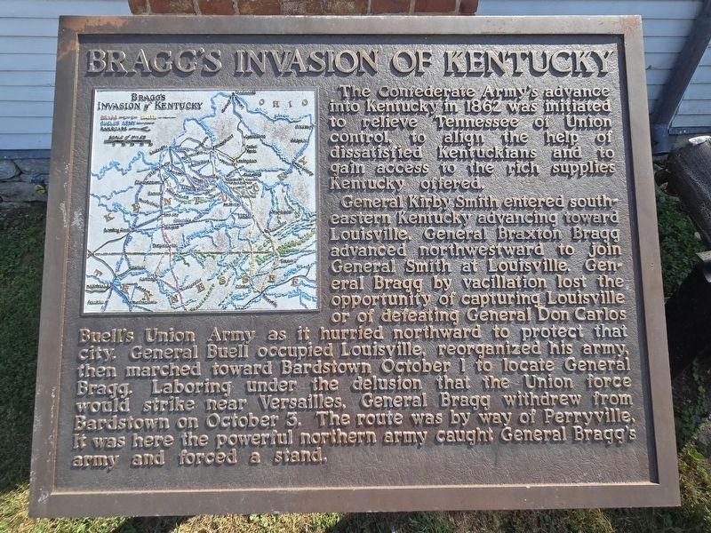 Refurbished Bragg's Invasion of Kentucky Marker. Click for full size. Refurbished Bragg's Invasion of Kentucky Marker image. Click for full size.