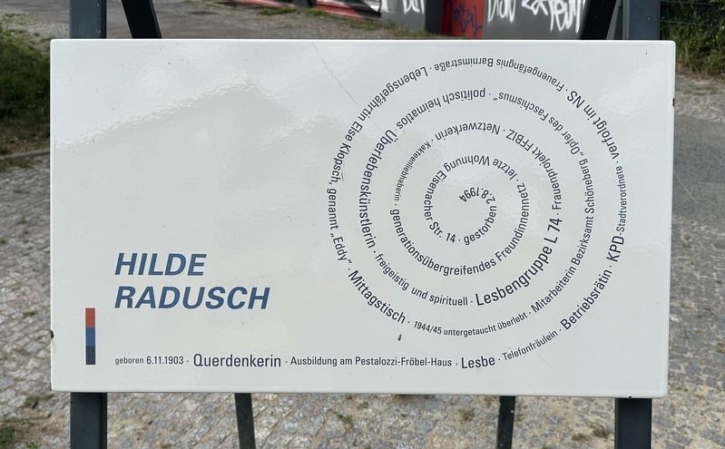 Hilde Radusch Marker. Click for full size. Hilde Radusch Marker image. Click for full size.