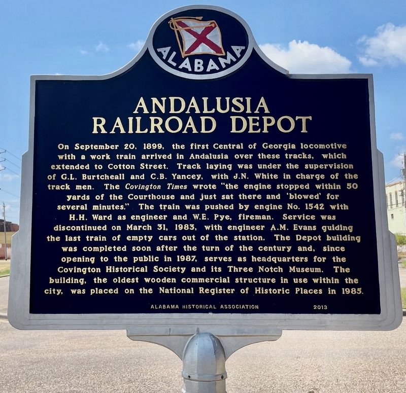 Andalusia Railroad Depot Marker image. Click for full size.