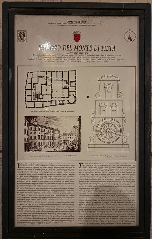 Palazzo del Monte di Pietà Marker. Click for full size. Palazzo del Monte di Pietà Marker image. Click for full size.
