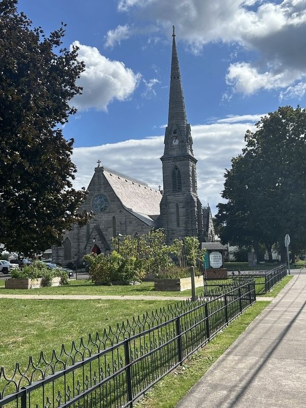 Church Across The Street From Waterloo Woolen Mill Marker. Click for full size. Church Across The Street From Waterloo Woolen Mill Marker image. Click for full size.